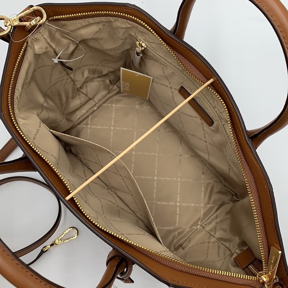 MICHAEL KORS AVRIL LARGE TOP ZIP SATCHEL BROWN/LUGGAGE SIGNATURE COLOR - Picture 9 of 16